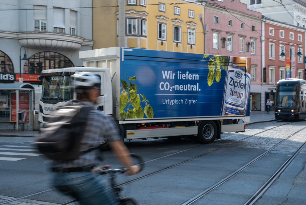 Biogas LKW Brau Union Österreich Zipfer
